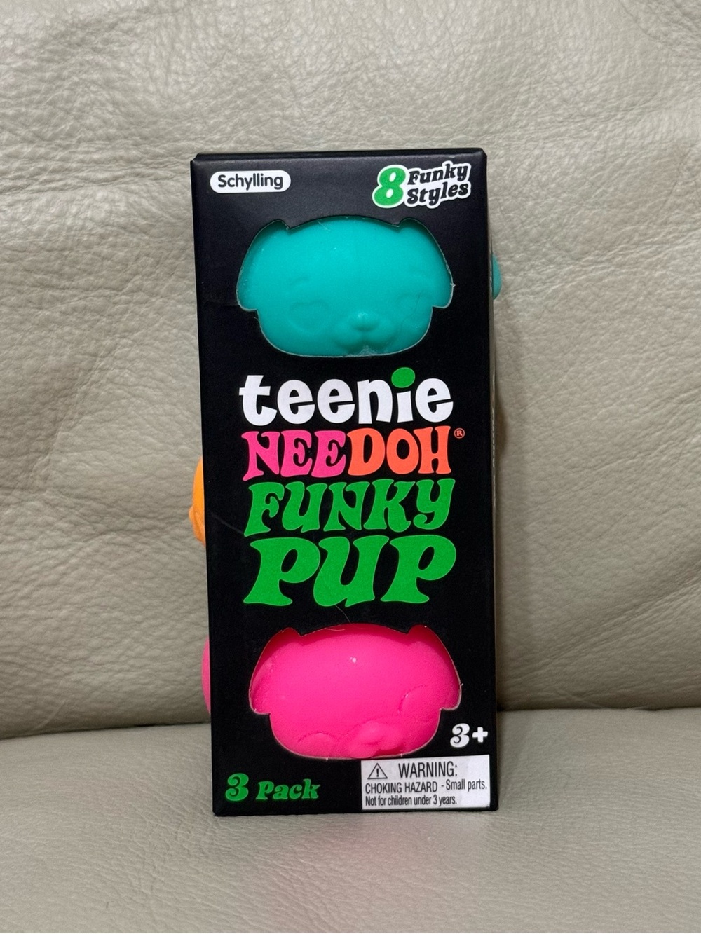 NEW Teenie NeeDoh Funky Pup 3-Pack Squishies Pink Orange Aqua Blue Authentic